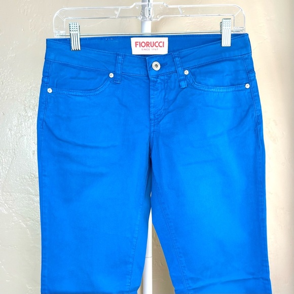 NOS: Deadstock Fiorucci Women's Vibrant Blue Ultra Low Waist Pants Size 28 - Picture 2 of 9